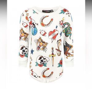 ROCK YOUR BABY Retro Tats Long-Sleeved Bodysuit White, Size: 18-24 mth (92 cm)